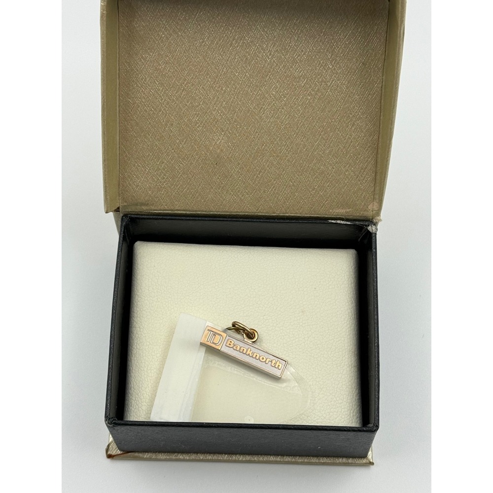 Vintage TD Banknorth Logo Charm Pendant Gold Tone Corporate Banking Jewelry